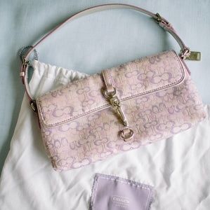 Purple and silver coach bag
